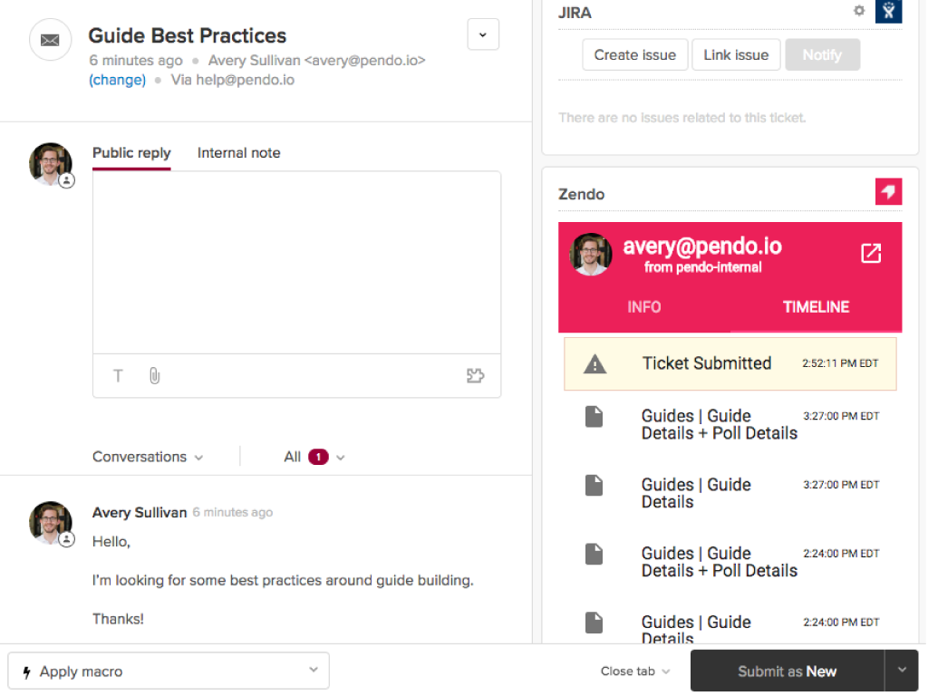Pendo feature detail — Product and Project Management app on the Zendesk Marketplace